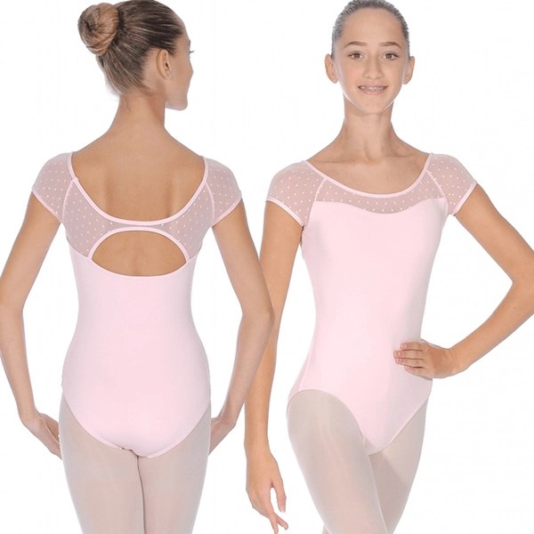 Capezio swiss dot keyhole back, rövidujjú gyerek dressz