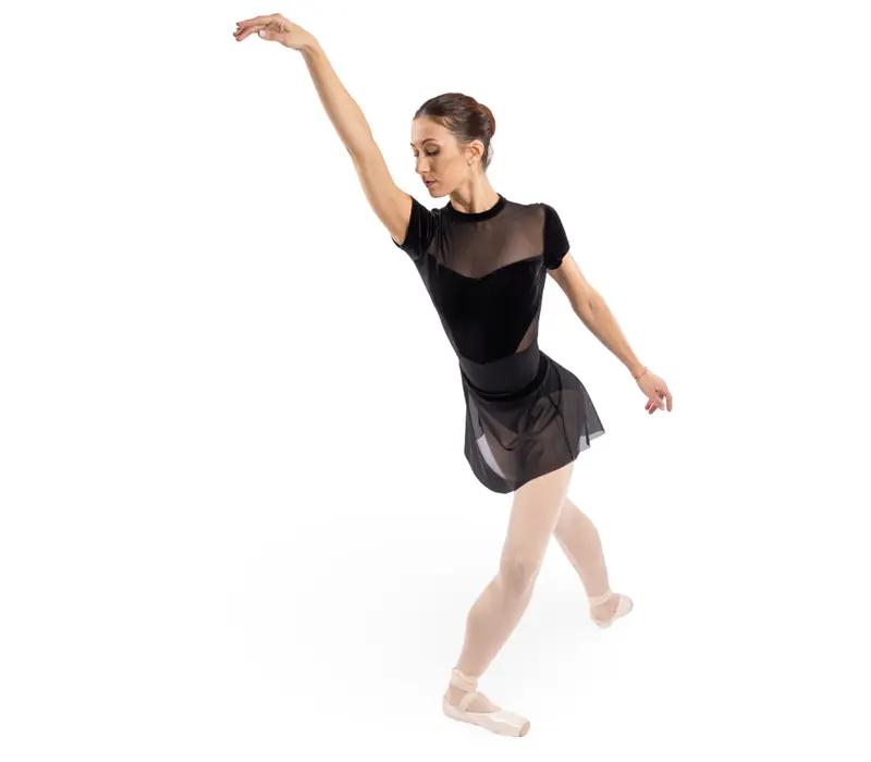 Bloch Hana Floral mesh skirt, női szoknya elasztikus derékkal - Fekete