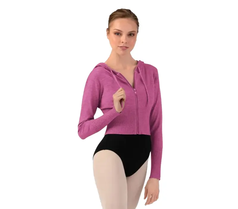 Bloch Cropped Knit Full Zip Hoodie, női kapucnis pulóver Bloch Cropped Knit Full Zip Hoodie, női kapucnis pulóver - Rózsaszín - Deep pink Bloch
