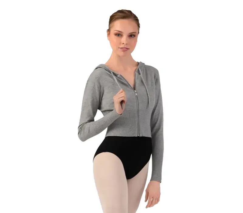 Bloch Cropped Knit Full Zip Hoodie, női kapucnis pulóver - Szürke Bloch Bloch Cropped Knit Full Zip Hoodie, női kapucnis pulóver - Szürke Bloch