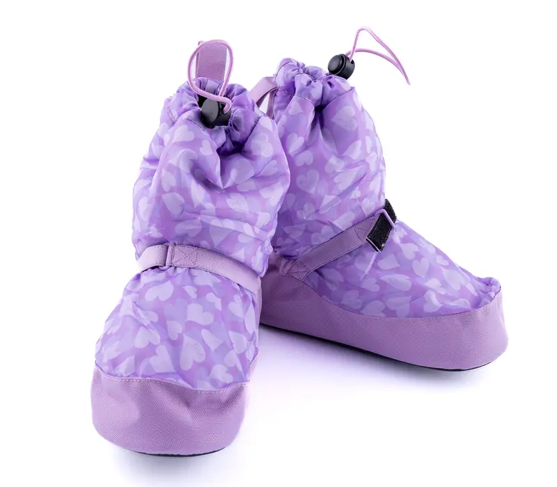 Bloch Booties, mintás melegítő cipő gyerekeknek - lila szív Bloch