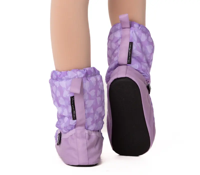 Bloch Booties, mintás melegítő cipő - lila szív Bloch