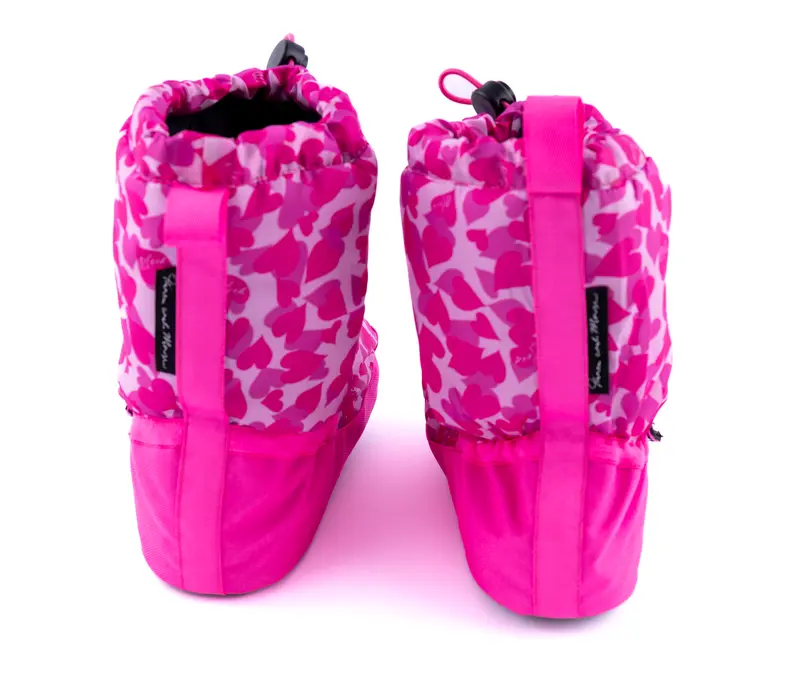 Bloch Booties, mintás melegítő cipő gyerekeknek - rózsaszín szívek Bloch