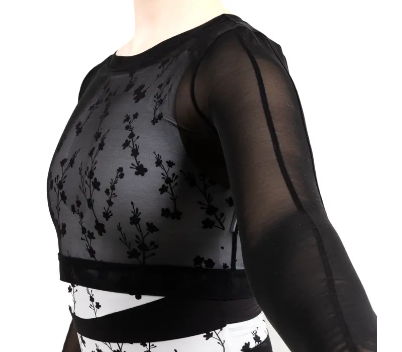 Capezio C'est La Vie Joyeux mesh cover up női top - Fekete