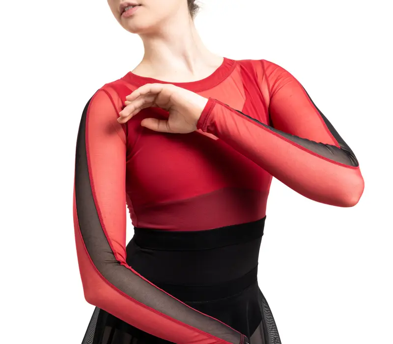 Capezio C'est La Vie Joyeux mesh cover up női top - Skarlátvörös Capezio