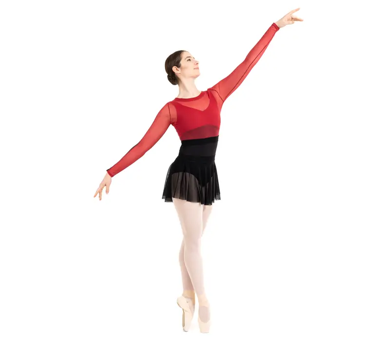 Capezio C'est La Vie Joyeux mesh cover up női top - Skarlátvörös Capezio