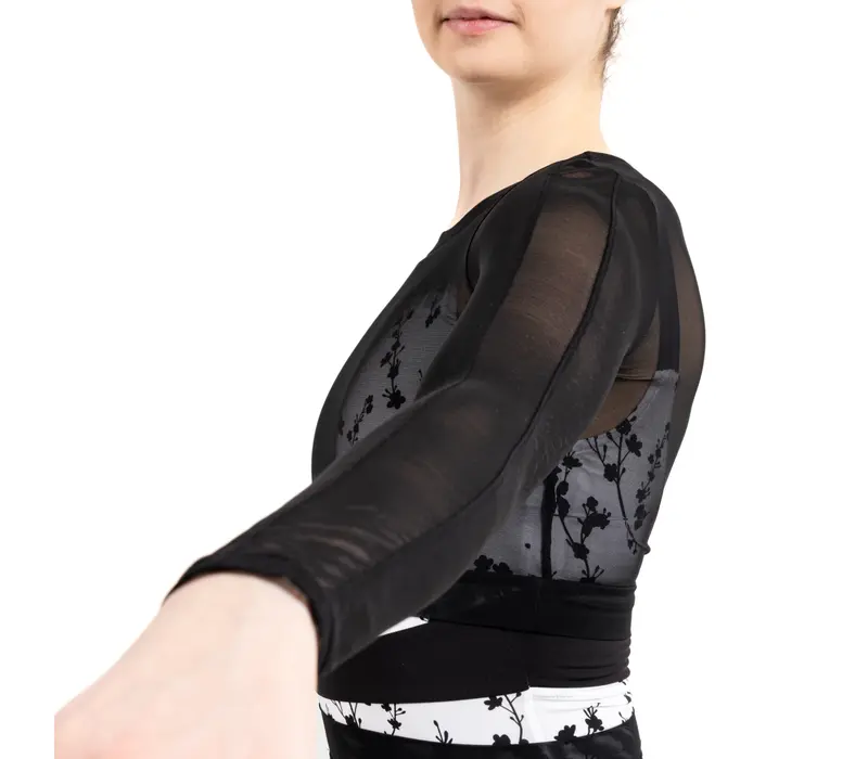 Capezio C'est La Vie Joyeux mesh cover up női top - Fekete