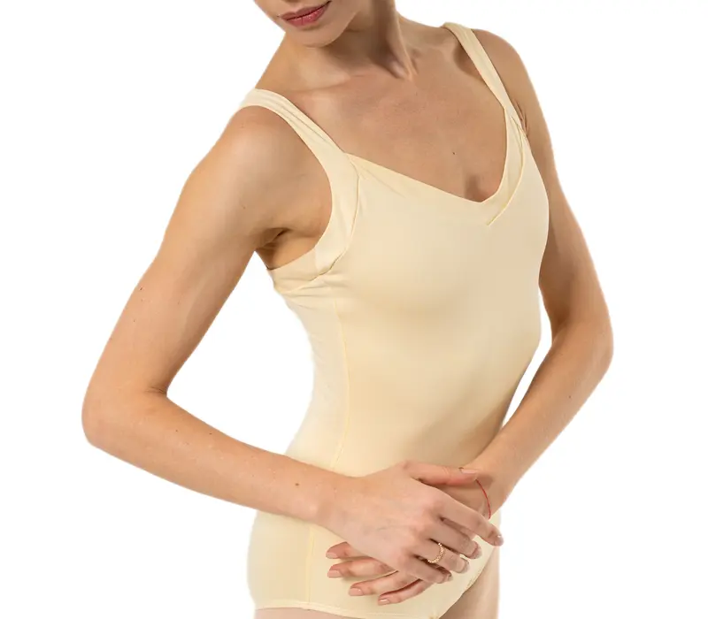 Capezio Dreamy Leotard, női vastag pántos dressz - Világossárga - Butter Capezio