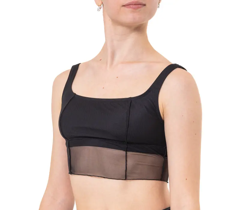 Capezio Goddes Sculpt Bra, felső vastag pántokkal - Fekete