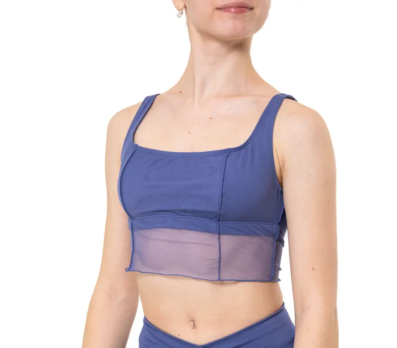 Capezio Goddes Sculpt Bra, felső vastag pántokkal - Kék - storm blue
