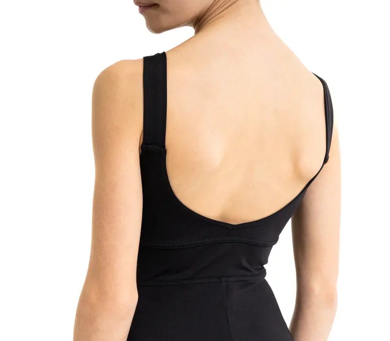 Capezio C'est La Vie Fleur Leotard, lányos ruha szélesebb vállpánttal - Fekete