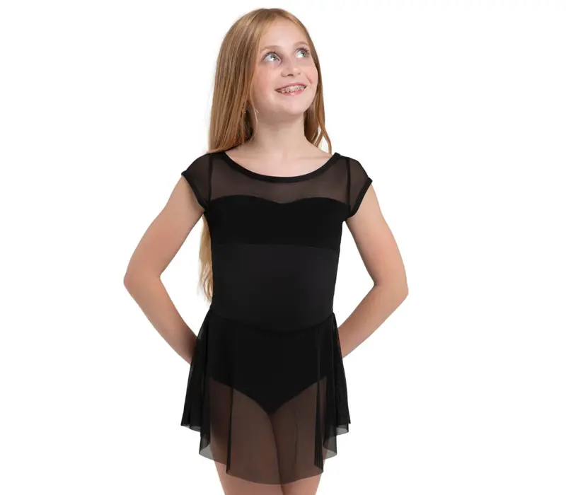 Capezio Opal, lány baletdressz szoknyával - Fekete