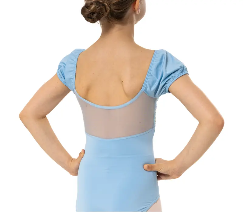 Capezio Lotus leotard, rövid ujjú dressz lányoknak - Világoskék Capezio