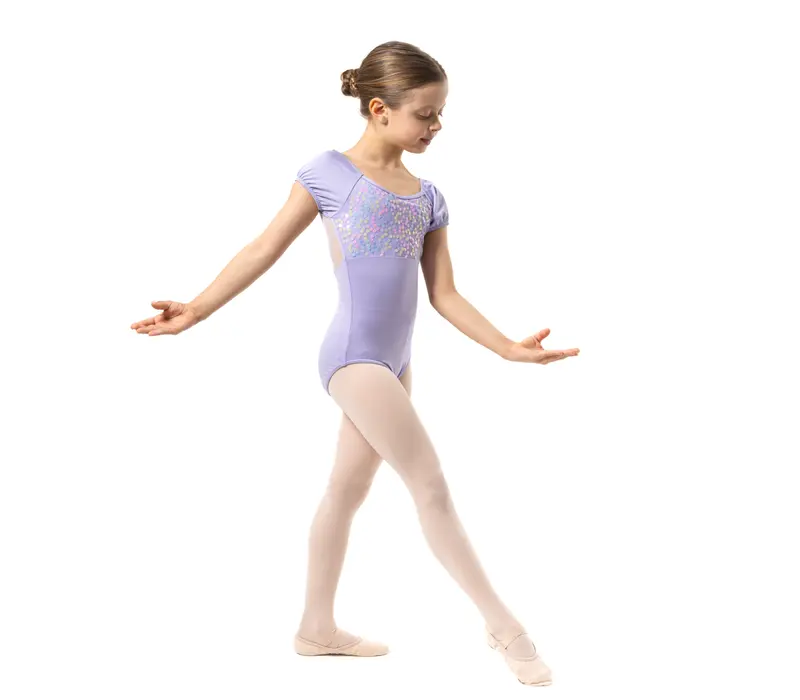 Capezio Lotus leotard, rövid ujjú dressz lányoknak - Levendulalila