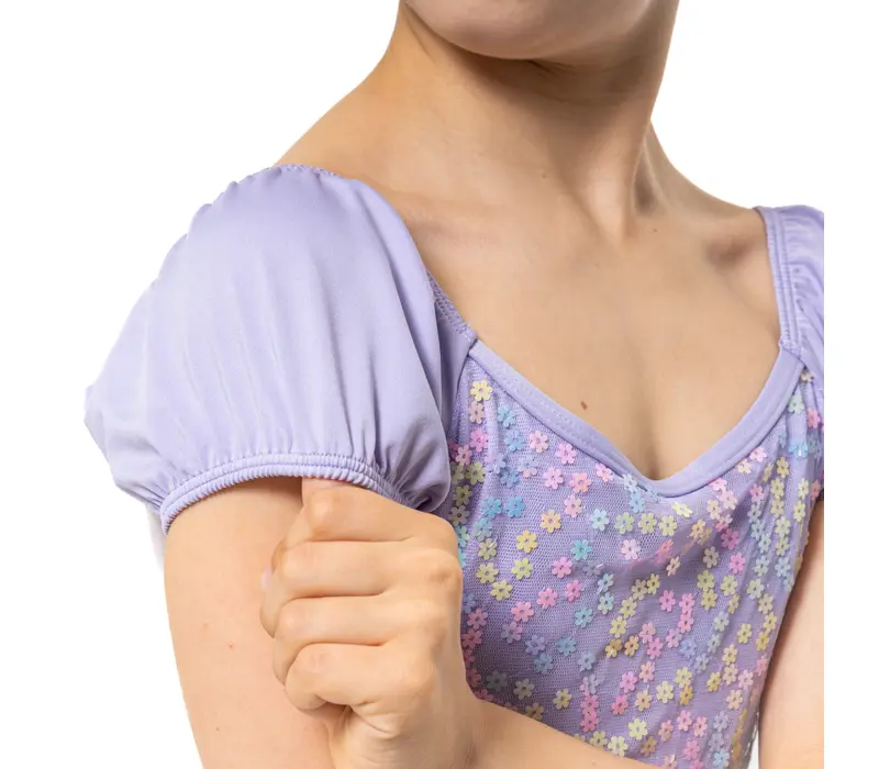 Capezio Lotus leotard, rövid ujjú dressz lányoknak - Levendulalila