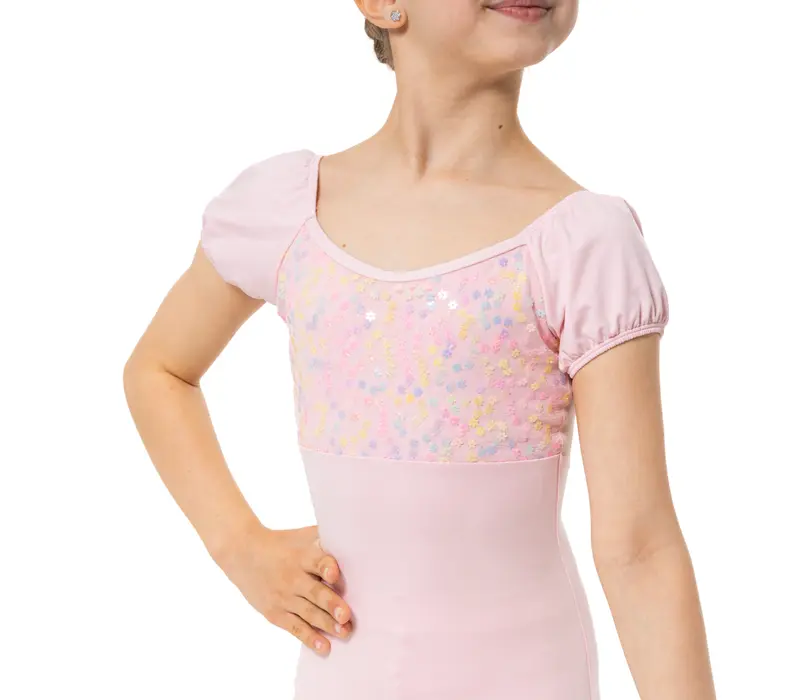 Capezio Lotus leotard, rövid ujjú dressz lányoknak - Rózsaszín Capezio