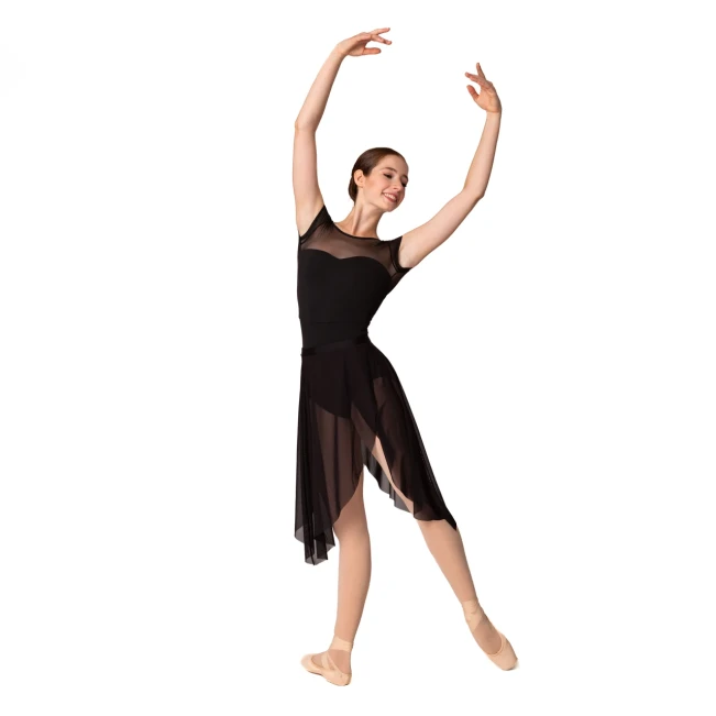 Capezio Meryl Mesh Yoke Short Sleeve, rövid ujjú, balett dressz Capezio Meryl Mesh Yoke Short Sleeve, rövid ujjú, balett dressz