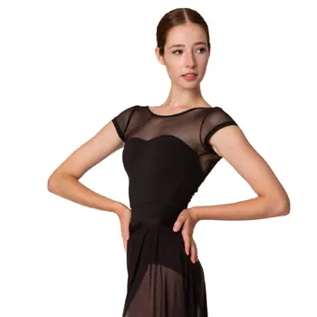 Capezio Meryl Mesh Yoke Short Sleeve, rövid ujjú, balett dressz