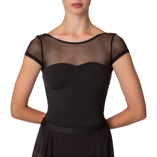 Capezio Meryl Mesh Yoke Short Sleeve, rövid ujjú, balett dressz Capezio Meryl Mesh Yoke Short Sleeve, rövid ujjú, balett dressz