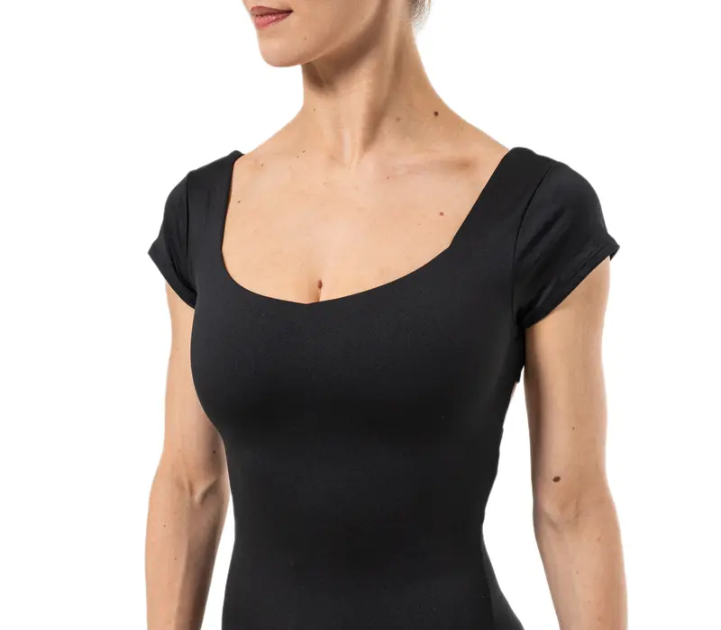 Capezio Portoro, női rövid ujjú táncdressz - Fekete