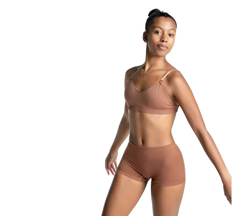 Capezio Seamless Short, női varrás nélküli rövidnadrág  - Mokkabarna Capezio