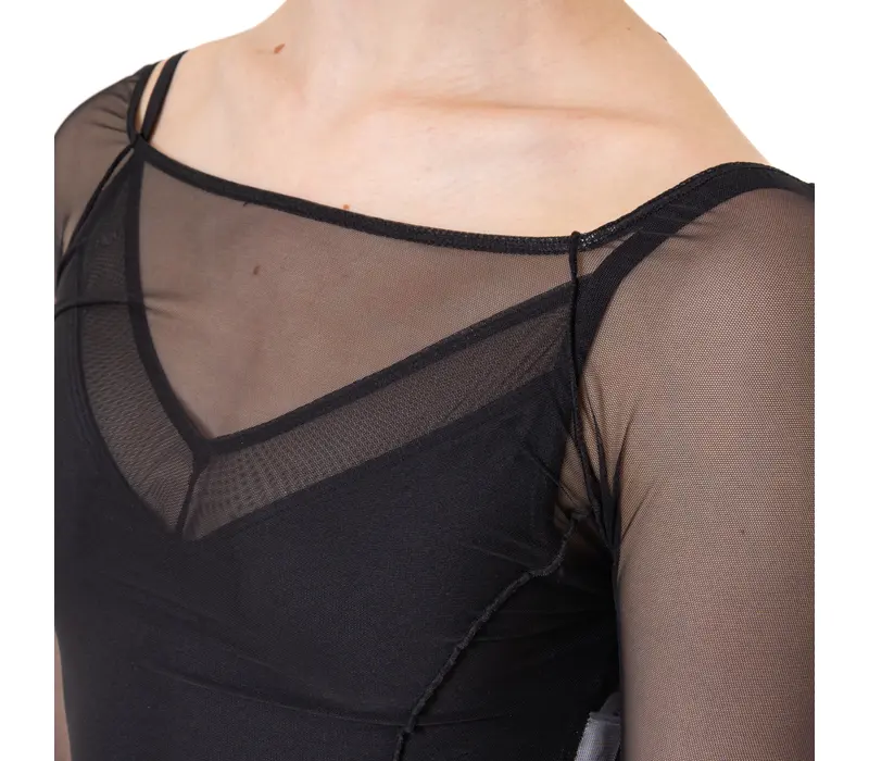 Capezio Dusk Mesh, hosszú ujjú női felső - Fekete