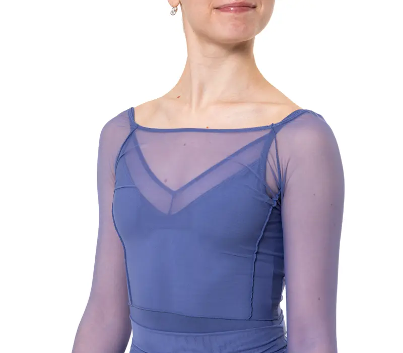 Capezio Dusk Mesh, hosszú ujjú női felső - Kék - storm blue