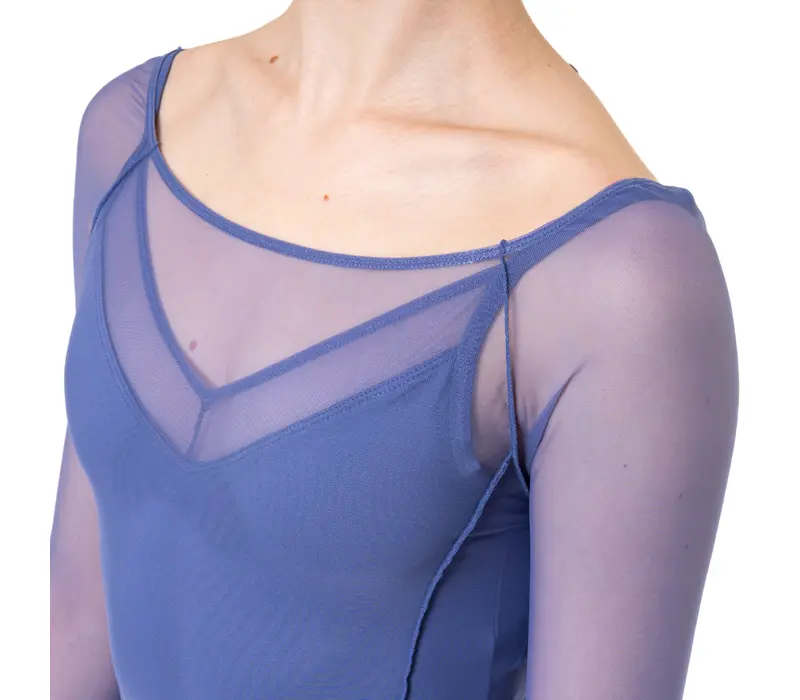 Capezio Dusk Mesh, hosszú ujjú női felső - Kék - storm blue
