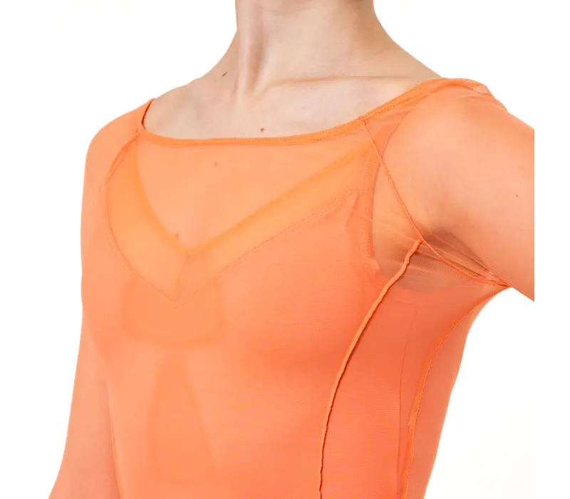 Capezio Dusk Mesh, hosszú ujjú női felső - Sárgabarack Apricot Capezio