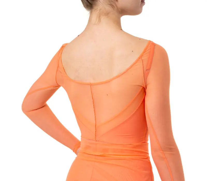 Capezio Dusk Mesh, hosszú ujjú női felső - Sárgabarack Apricot Capezio