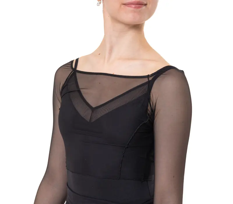 Capezio Dusk Mesh, hosszú ujjú női felső - Fekete
