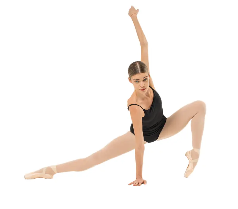 Capezio Wistful Camisole Leotard, finom redőzött női dressz - Fekete