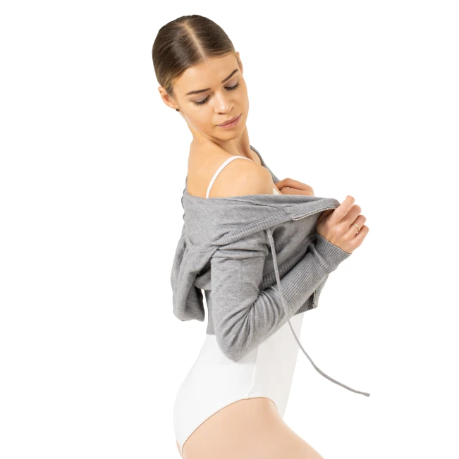 Bloch Cropped Knit Full Zip Hoodie, női kapucnis pulóver