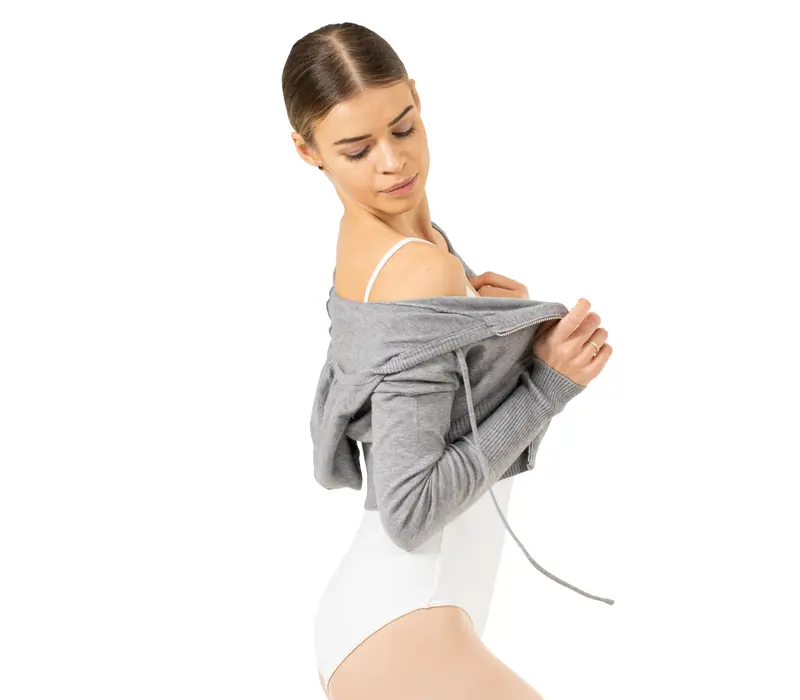 Bloch Cropped Knit Full Zip Hoodie, női kapucnis pulóver - Szürke Bloch Bloch Cropped Knit Full Zip Hoodie, női kapucnis pulóver - Szürke Bloch