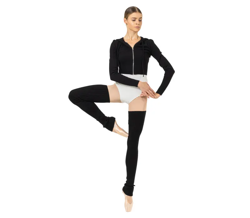 Bloch Cropped Knit Full Zip Hoodie, női kapucnis pulóver Bloch Cropped Knit Full Zip Hoodie, női kapucnis pulóver - Fekete