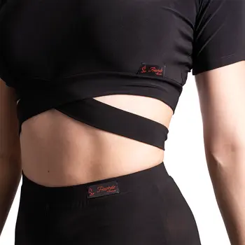 FSD Beny, női rövid ujjú, kötős top - Fekete