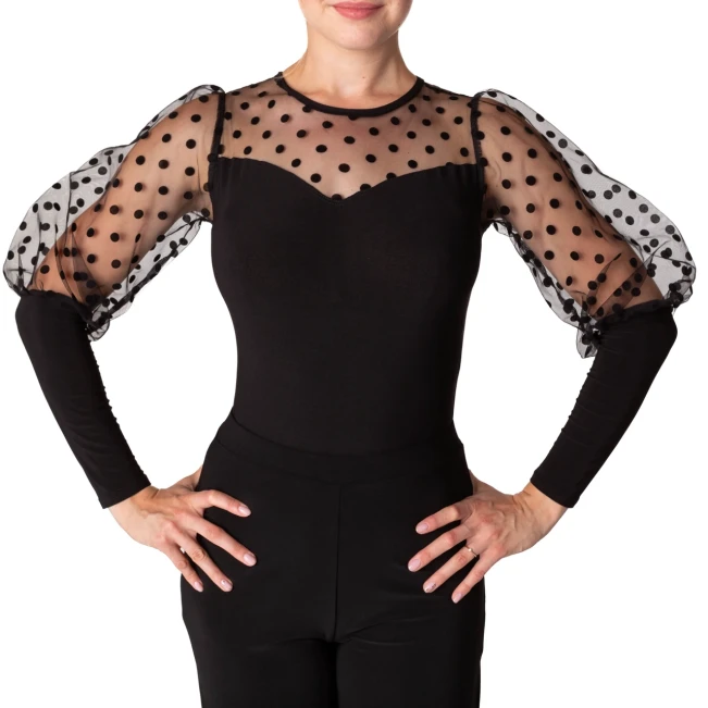 Claudia, átlátszó pöttyös ujjú női dressz Claudia, átlátszó pöttyös ujjú női dressz