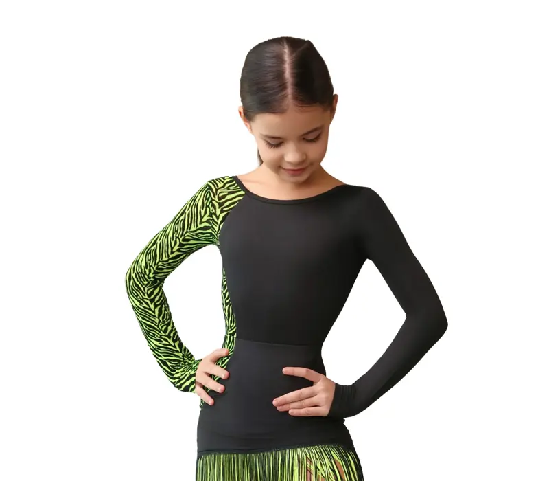 Grand Prix Dolly, hosszú ujjú lány body - fekete/trópusi lime GP
