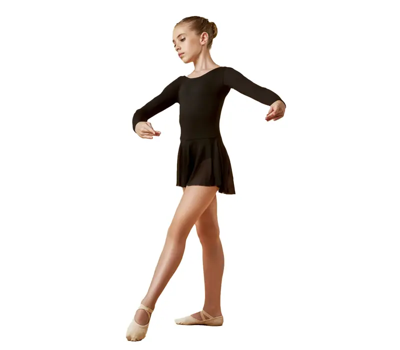 Domenica, hosszú ujjú dressz szoknyával - Fekete Domenica, hosszú ujjú dressz szoknyával - Fekete