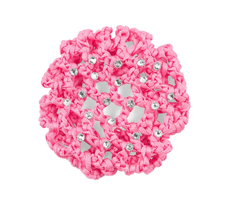 Rumpf Bun cover, színes kontyháló kristállyal - Pink rózsaszín