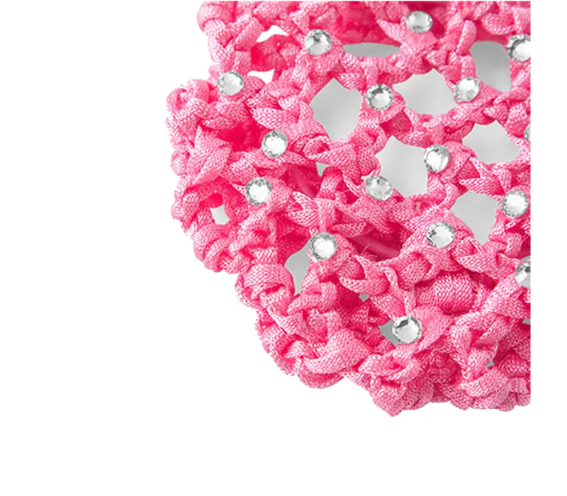 Rumpf Bun cover, színes kontyháló kristállyal - Pink rózsaszín