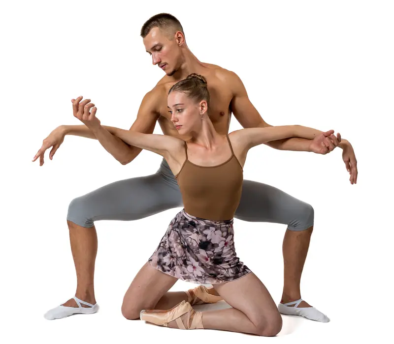 So Danca Floral, átlapolt szoknya - Barna virágmintás SoDanca