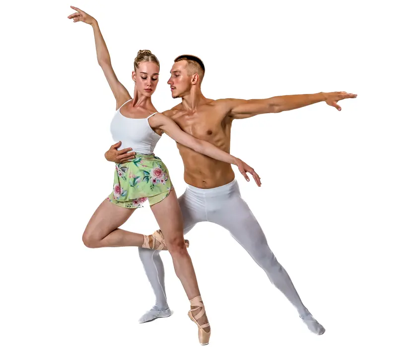 So Danca Floral, átlapolt szoknya - Zöld virágmintás SoDanca