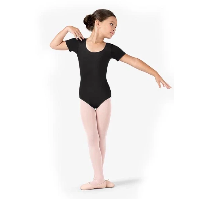 Bloch Ballet, gyermek rövid ujjú pamut dressz - Fekete