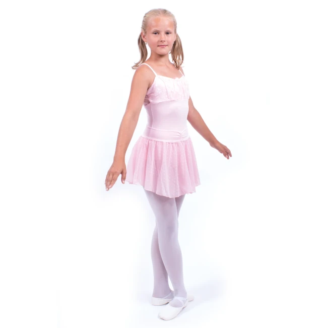 Capezio, spagetti pántos dressz csipkével - Világos rózsaszín